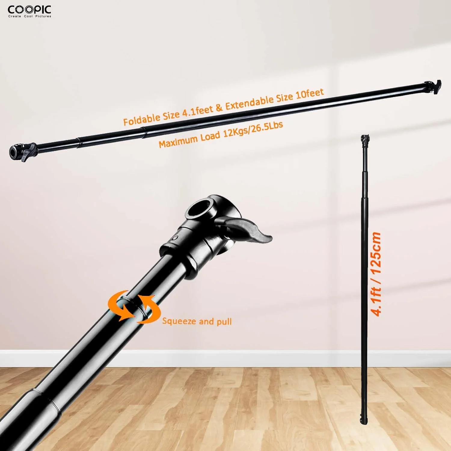 پایه نگهدارنده پس زمینه قابل تنظیم سنگین COOPIC S06 – ارتفاع 280 سانتی متر، میله افقی قابل افزایش 125–305 سانتی متر، حداکثر بار 14 کیلوگرم، به همراه 4 گیره پس زمینه – سیستم پشتیبانی استودیوی عکاسی و فیلمبرداری پایه نگهدارنده پس زمینه قابل تنظیم سنگین COOPIC S06 – ارتفاع 280 سانتی متر، میله افقی قابل افزایش 125–305 سانتی متر، حداکثر بار 14 کیلوگرم، به همراه 4 گیره پس زمینه – سیستم پشتیبانی استودیوی عکاسی و فیلمبرداری