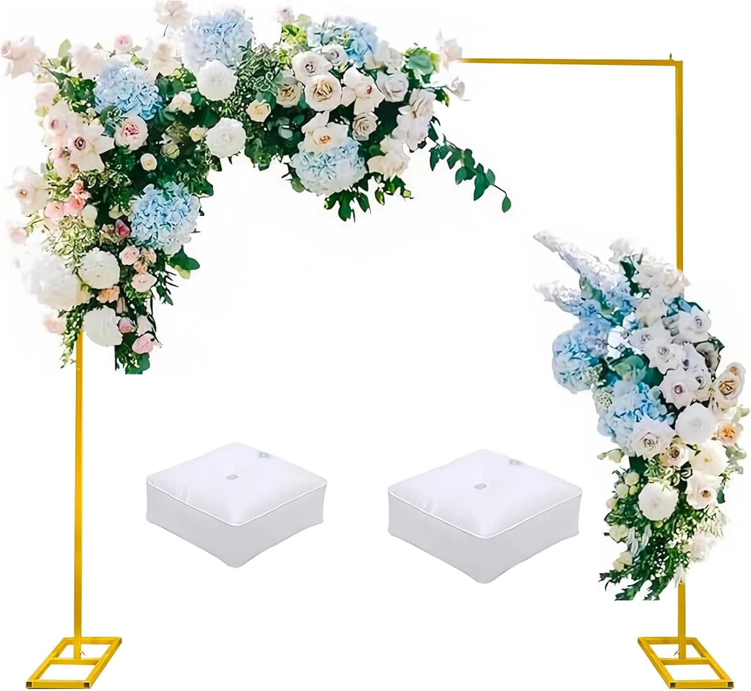 پایه مربعی بادکنک با پایه 2 متری، کیت طاق فلزی طلایی برای مراسم عروسی، کیت ستون بادکنک، قاب طاق گل باغ برای دکوراسیون جشن تولد، جشن نوزاد، جشن فارغ التحصیلی