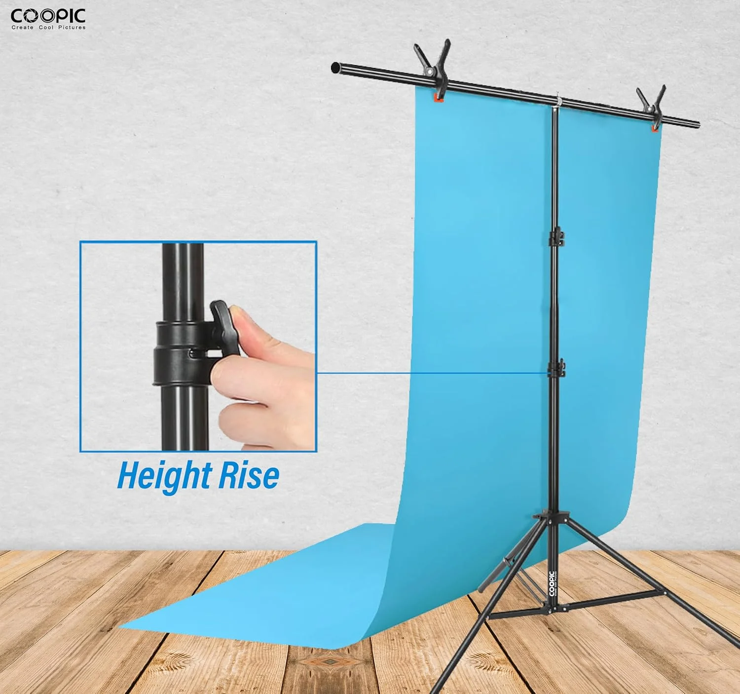 پایه نگهدارنده پس زمینه استودیویی COOPIC مدل T-Shape: سه پایه قابل تنظیم 200 سانتی متری با میله افقی 83 سانتی متری و 2 عدد گیره برای استودیو فیلمبرداری و عکاسی پایه نگهدارنده پس زمینه استودیویی COOPIC مدل T-Shape: سه پایه قابل تنظیم 200 سانتی متری با میله افقی 83 سانتی متری و 2 عدد گیره برای استودیو فیلمبرداری و عکاسی