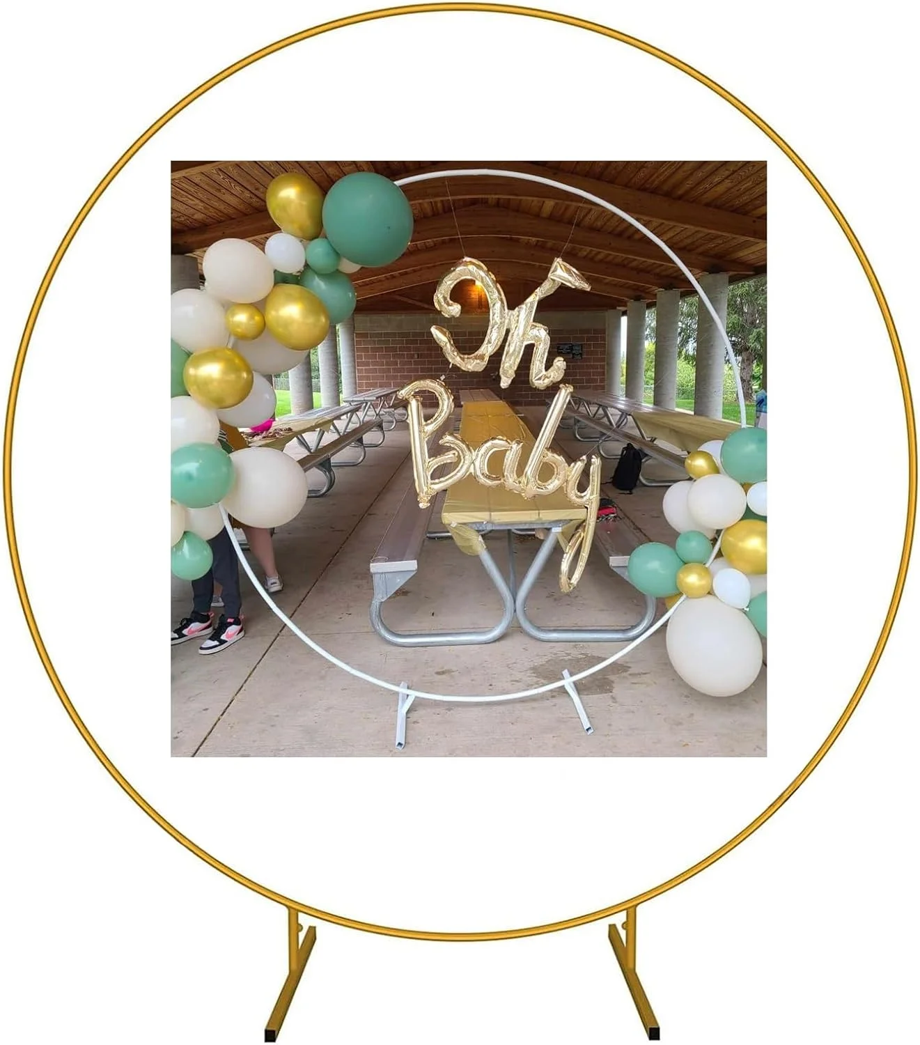 استند طاق دایره ای برای مراسم عروسی، پایه فلزی گرد، مناسب برای تزئینات باغ، طاق طلایی بسیار بزرگ (1.2 متر) استند طاق دایره ای برای مراسم عروسی، پایه فلزی گرد، مناسب برای تزئینات باغ، طاق طلایی بسیار بزرگ (1.2 متر)