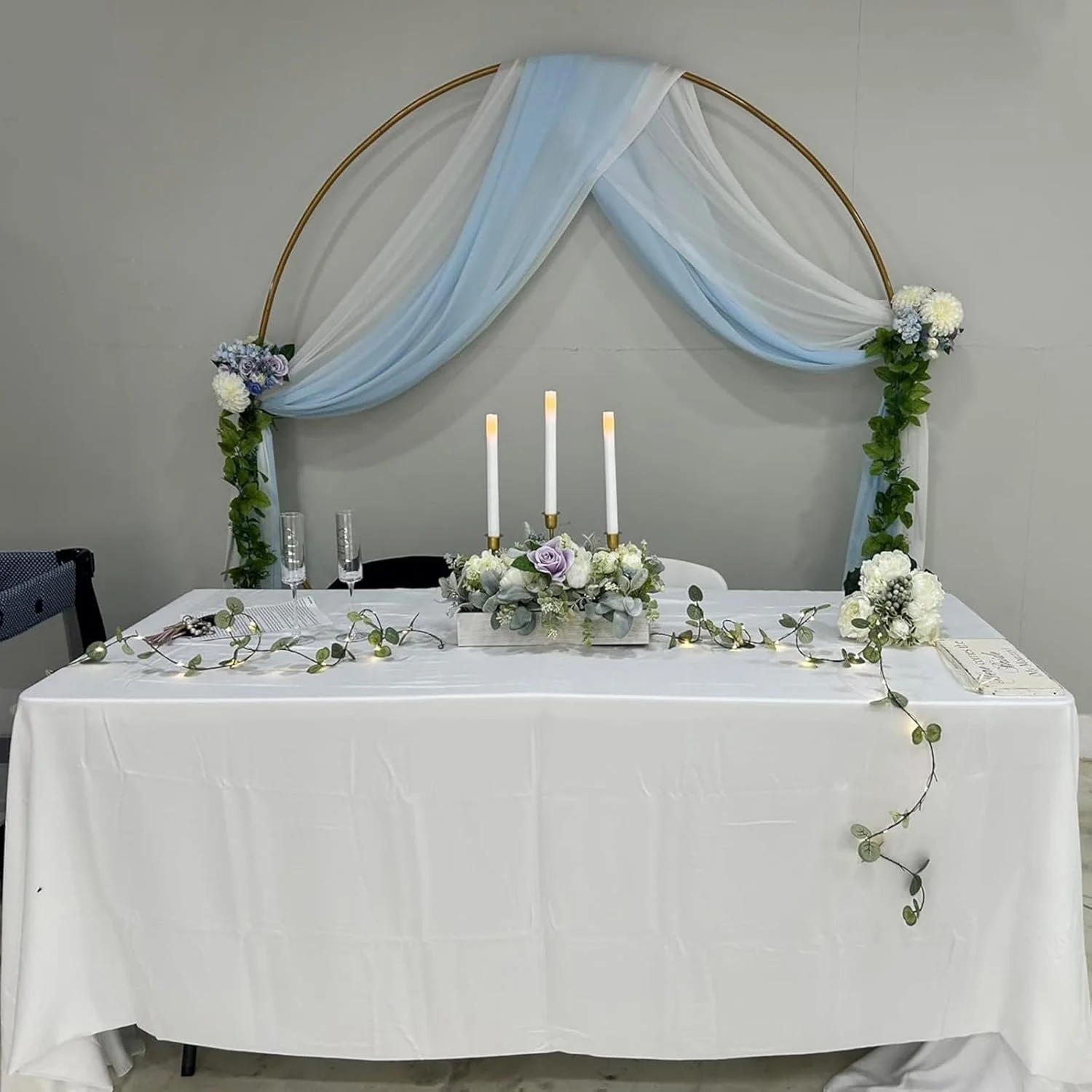 استند طاق دایره ای برای مراسم عروسی، پایه فلزی گرد، مناسب برای تزئینات باغ، طاق طلایی بسیار بزرگ (1.2 متر)