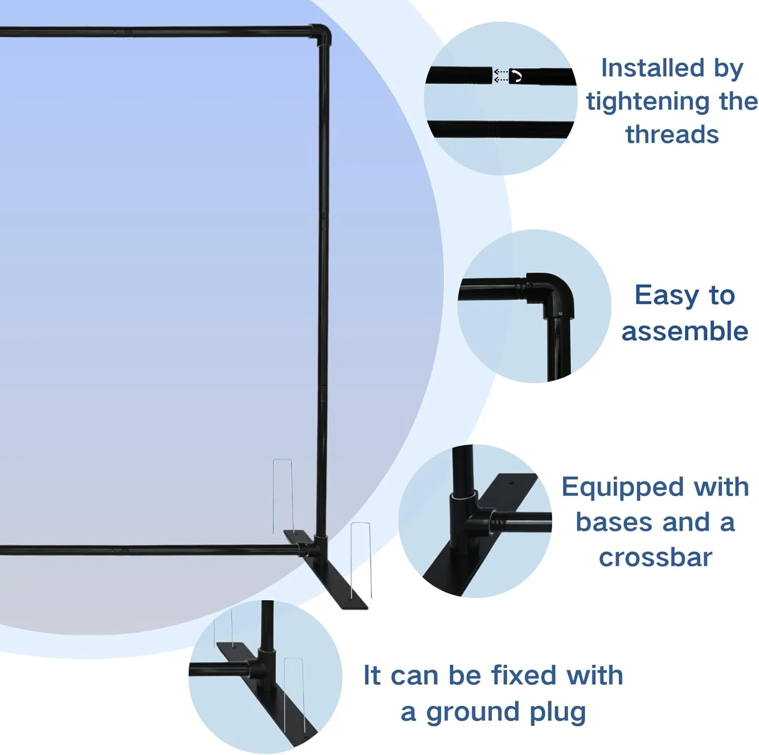 پایه پس زمینه مشکی Beyeutao، پایه کمانی قابل تنظیم با پایه 2.2x2.2 متر، قاب کمانی مربعی برای مراسم عروسی، غرفه عکس، جشن تولد و دکوراسیون مراسم پایه پس زمینه مشکی Beyeutao، پایه کمانی قابل تنظیم با پایه 2.2x2.2 متر، قاب کمانی مربعی برای مراسم عروسی، غرفه عکس، جشن تولد و دکوراسیون مراسم