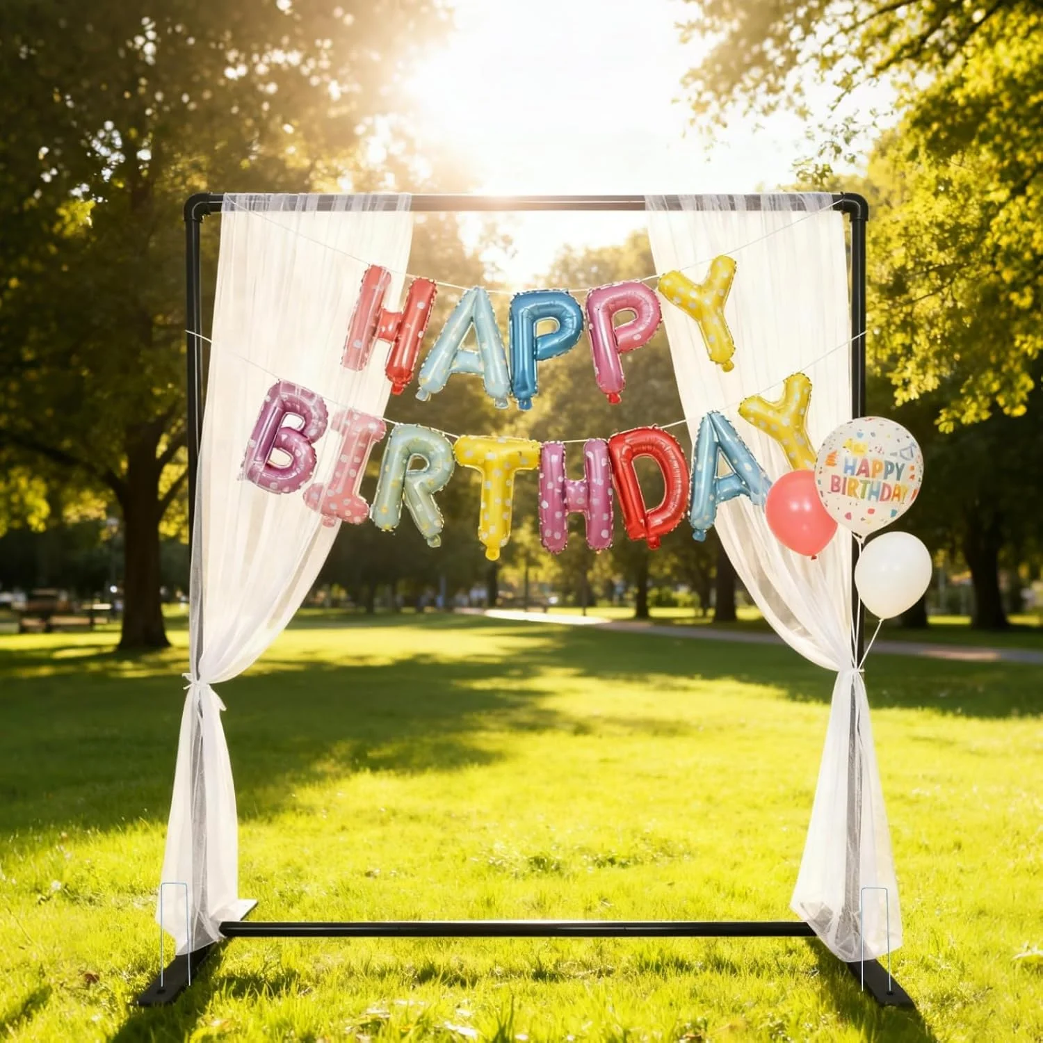 پایه پس زمینه مشکی Beyeutao، پایه کمانی قابل تنظیم با پایه 2.2x2.2 متر، قاب کمانی مربعی برای مراسم عروسی، غرفه عکس، جشن تولد و دکوراسیون مراسم پایه پس زمینه مشکی Beyeutao، پایه کمانی قابل تنظیم با پایه 2.2x2.2 متر، قاب کمانی مربعی برای مراسم عروسی، غرفه عکس، جشن تولد و دکوراسیون مراسم