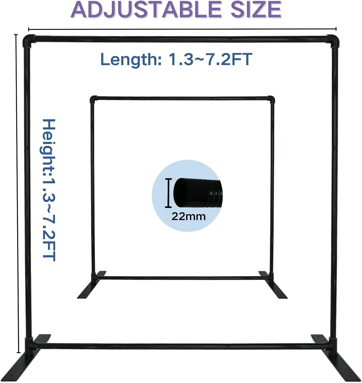 پایه پس زمینه مشکی Beyeutao، پایه کمانی قابل تنظیم با پایه 2.2x2.2 متر، قاب کمانی مربعی برای مراسم عروسی، غرفه عکس، جشن تولد و دکوراسیون مراسم پایه پس زمینه مشکی Beyeutao، پایه کمانی قابل تنظیم با پایه 2.2x2.2 متر، قاب کمانی مربعی برای مراسم عروسی، غرفه عکس، جشن تولد و دکوراسیون مراسم