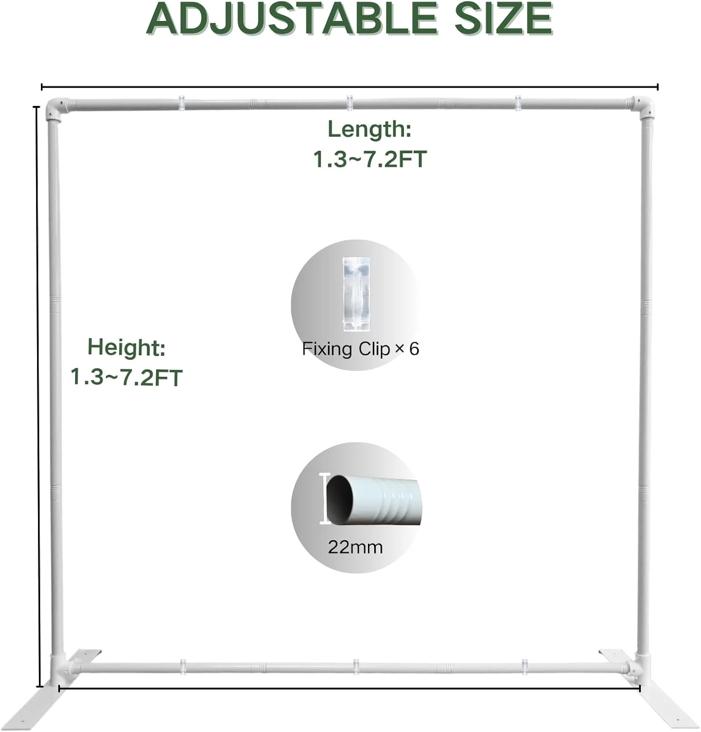 پایه نگهدارنده پس زمینه عکاسی Beyeutao، 2.2x2.2 متر، پایه مربعی قابل تنظیم برای پس زمینه، پایه نمایشگر پس زمینه سفید با 6 گیره و 4 میخ زمینی، قاب پس زمینه عکس برای عروسی، ویدیو، مهمانی ها پایه نگهدارنده پس زمینه عکاسی Beyeutao، 2.2x2.2 متر، پایه مربعی قابل تنظیم برای پس زمینه، پایه نمایشگر پس زمینه سفید با 6 گیره و 4 میخ زمینی، قاب پس زمینه عکس برای عروسی، ویدیو، مهمانی ها