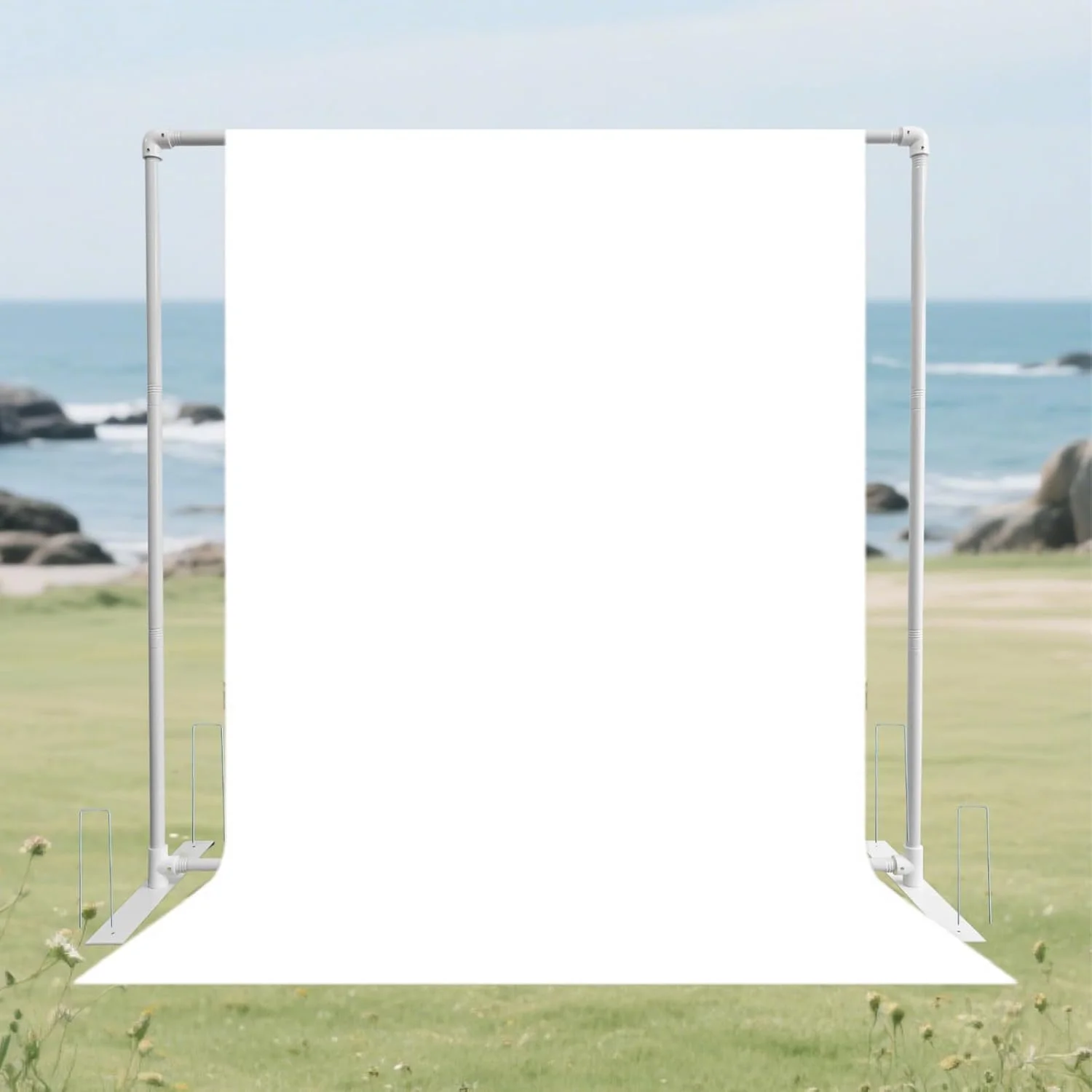 پایه نگهدارنده پس زمینه عکاسی Beyeutao، 2.2x2.2 متر، پایه مربعی قابل تنظیم برای پس زمینه، پایه نمایشگر پس زمینه سفید با 6 گیره و 4 میخ زمینی، قاب پس زمینه عکس برای عروسی، ویدیو، مهمانی ها پایه نگهدارنده پس زمینه عکاسی Beyeutao، 2.2x2.2 متر، پایه مربعی قابل تنظیم برای پس زمینه، پایه نمایشگر پس زمینه سفید با 6 گیره و 4 میخ زمینی، قاب پس زمینه عکس برای عروسی، ویدیو، مهمانی ها