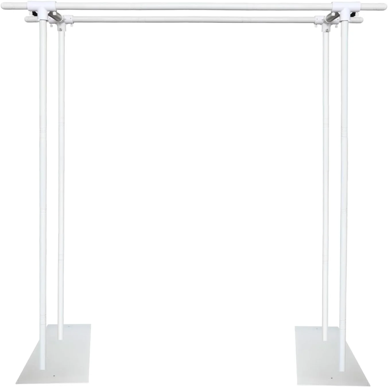 پایه پس زمینه دو میله ای Beyeutao 2.2 × 2.2 متر، قاب فلزی قابل تنظیم با پایه سنگین، سیستم پشتیبانی پس زمینه سفید، مناسب برای مهمانی ها، عکاسی، عروسی، تولد پایه پس زمینه دو میله ای Beyeutao 2.2 × 2.2 متر، قاب فلزی قابل تنظیم با پایه سنگین، سیستم پشتیبانی پس زمینه سفید، مناسب برای مهمانی ها، عکاسی، عروسی، تولد