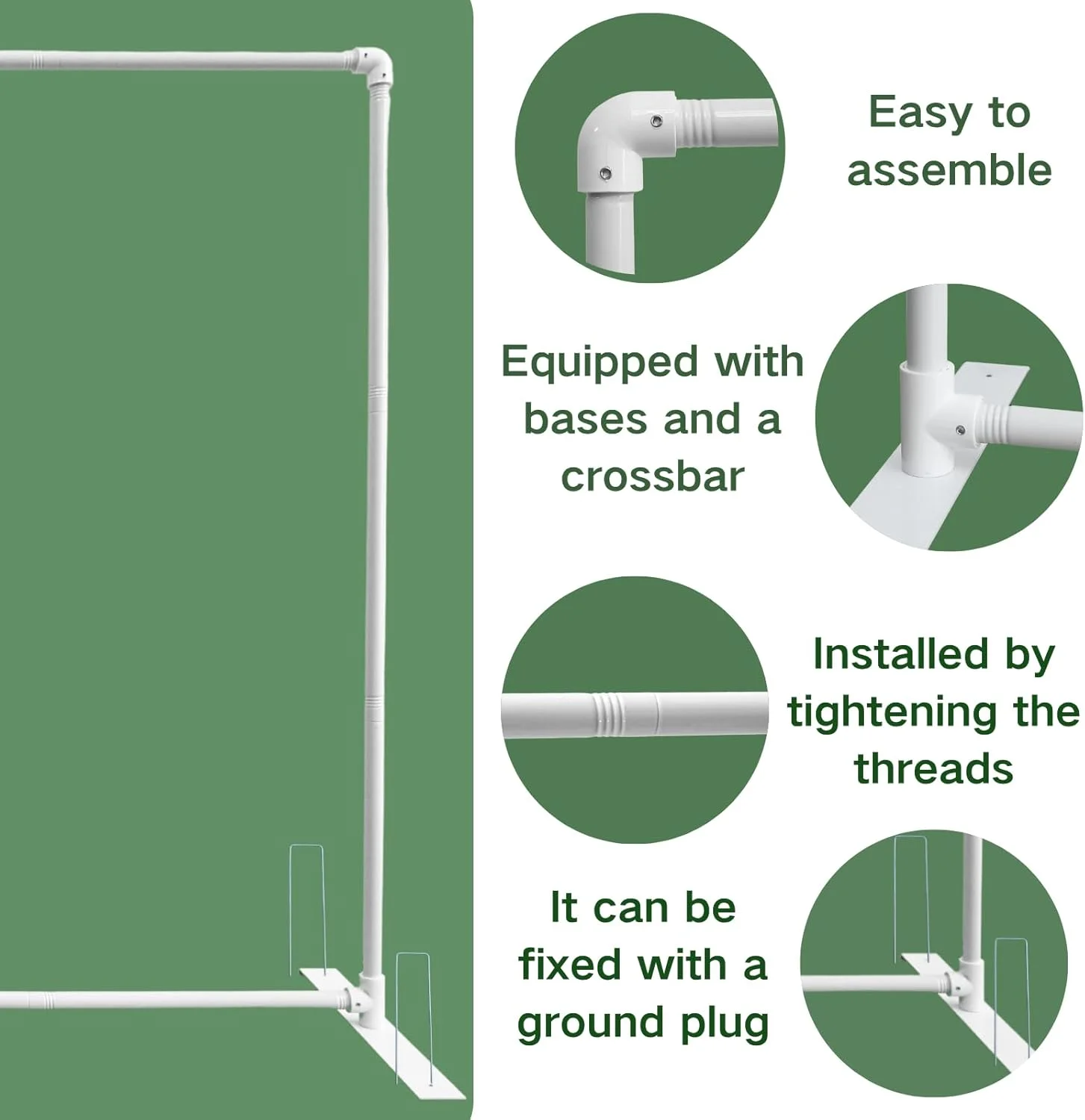 پایه نگهدارنده پس زمینه عکاسی Beyeutao، 2.2x2.2 متر، پایه مربعی قابل تنظیم برای پس زمینه، پایه نمایشگر پس زمینه سفید با 6 گیره و 4 میخ زمینی، قاب پس زمینه عکس برای عروسی، ویدیو، مهمانی ها پایه نگهدارنده پس زمینه عکاسی Beyeutao، 2.2x2.2 متر، پایه مربعی قابل تنظیم برای پس زمینه، پایه نمایشگر پس زمینه سفید با 6 گیره و 4 میخ زمینی، قاب پس زمینه عکس برای عروسی، ویدیو، مهمانی ها