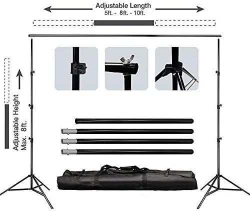 پایه نگهدارنده پس زمینه قابل تنظیم برای استودیو عکس و فیلم، ابعاد 2.4 متر در 3 متر، مناسب عکاسی عروسی + گیره رایگان