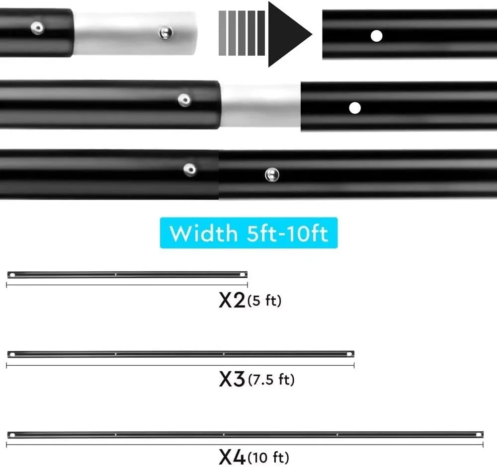 پایه پس زمینه 2x3 متری، سیستم پشتیبانی پایه پس زمینه سنگین برای عکس و فیلم برای مهمانی ها به همراه کیف حمل برای پرده سبز موسلین (2x3 متر)