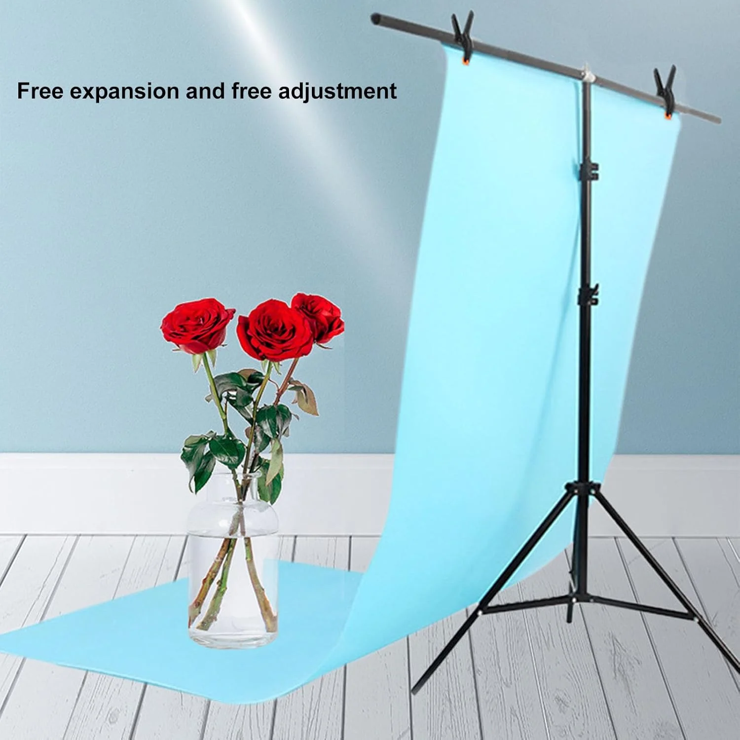 پایه پس زمینه T شکل، کیت پایه پس زمینه قابل حمل 2 متری با 2 گیره، کیف نگهداری، پایه پس زمینه عکس قابل تنظیم برای استودیوی عکس