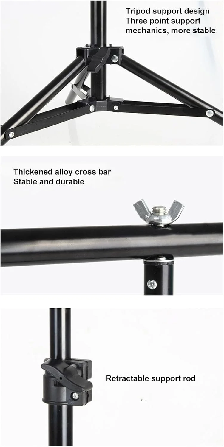 پایه پس زمینه T شکل، کیت پایه پس زمینه قابل حمل 2 متری با 2 گیره، کیف نگهداری، پایه پس زمینه عکس قابل تنظیم برای استودیوی عکس