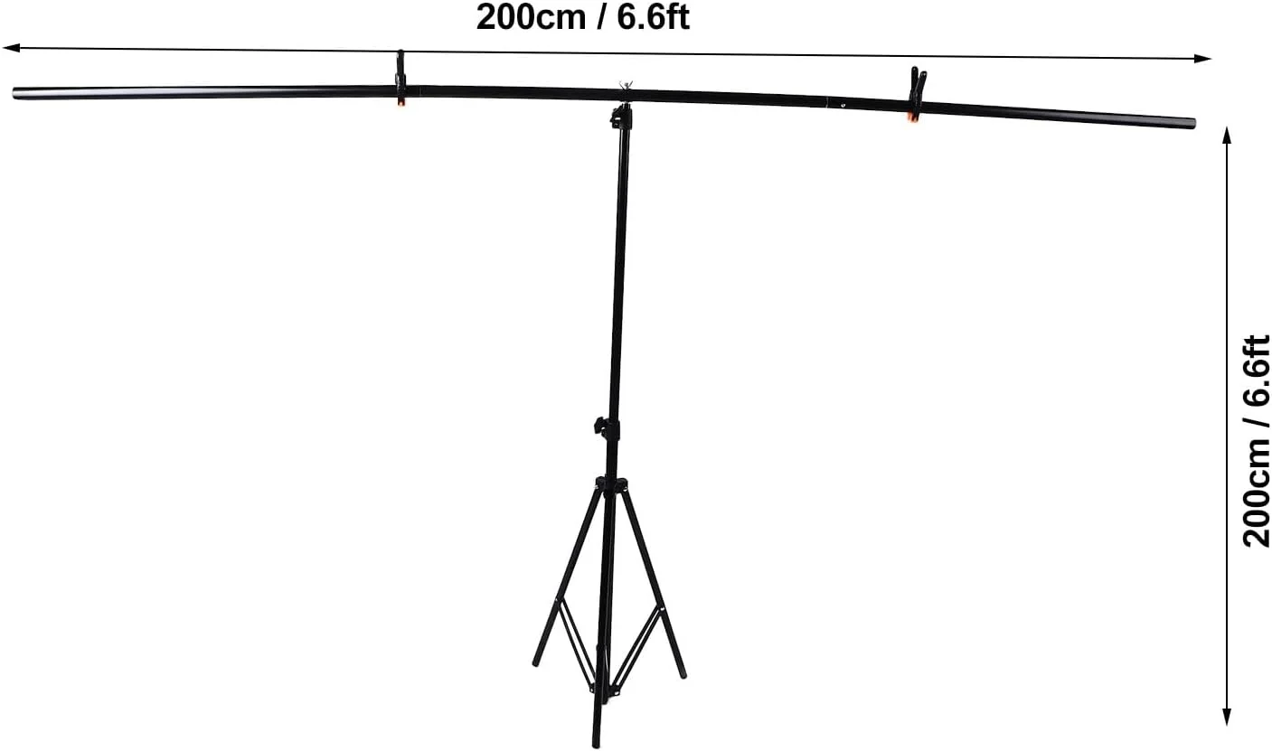 پایه پس زمینه T شکل، کیت پایه پس زمینه قابل حمل 2 متری با 2 گیره، کیف نگهداری، پایه پس زمینه عکس قابل تنظیم برای استودیوی عکس