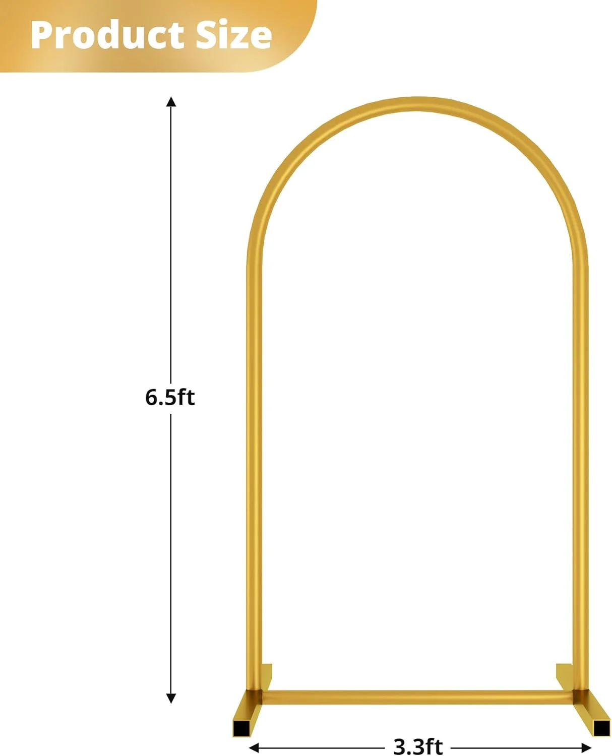 پایه طاق بادکنک فلزی طلایی 2 متری، پایه پس زمینه طاق با پایه ثابت، نصب آسان برای عروسی، تولد، جشن نوزاد و تزئینات مهمانی باغ