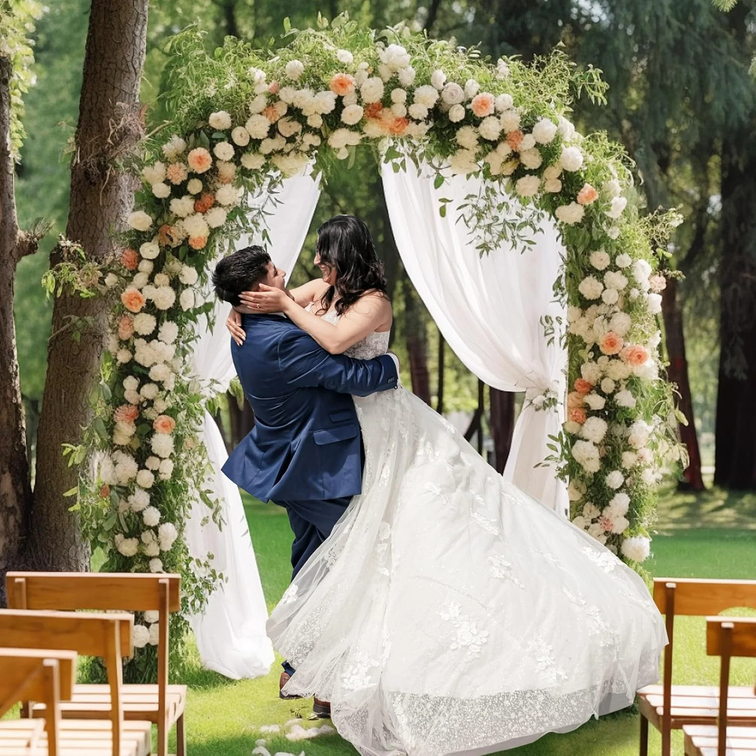 پایه طاق بادکنک فلزی طلایی 2 متری، پایه پس زمینه طاق با پایه ثابت، نصب آسان برای عروسی، تولد، جشن نوزاد و تزئینات مهمانی باغ