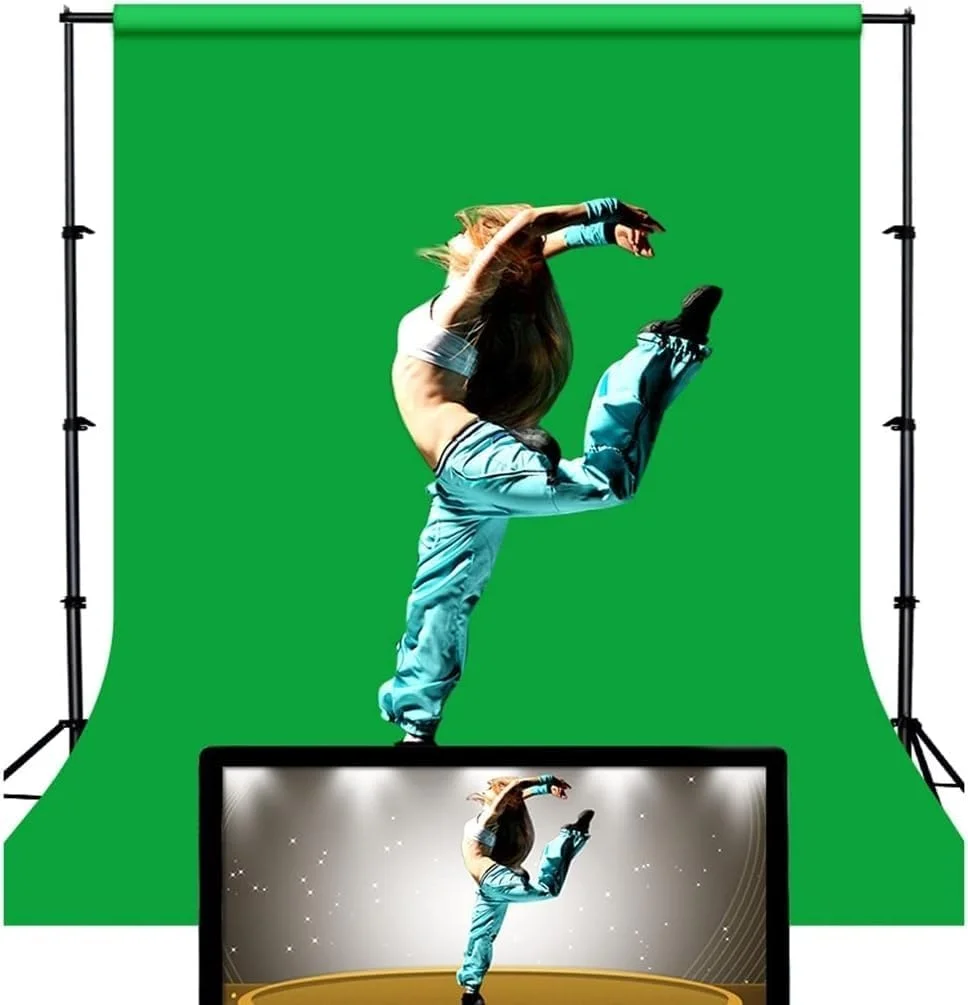 پایه پس زمینه برای تزئینات جشن، پس زمینه مجازی سبز با پایه و گیره، پرده سبز کروماکی، برای تولد، عکاسی پرتره (رنگ: سبز، سایز: 2)