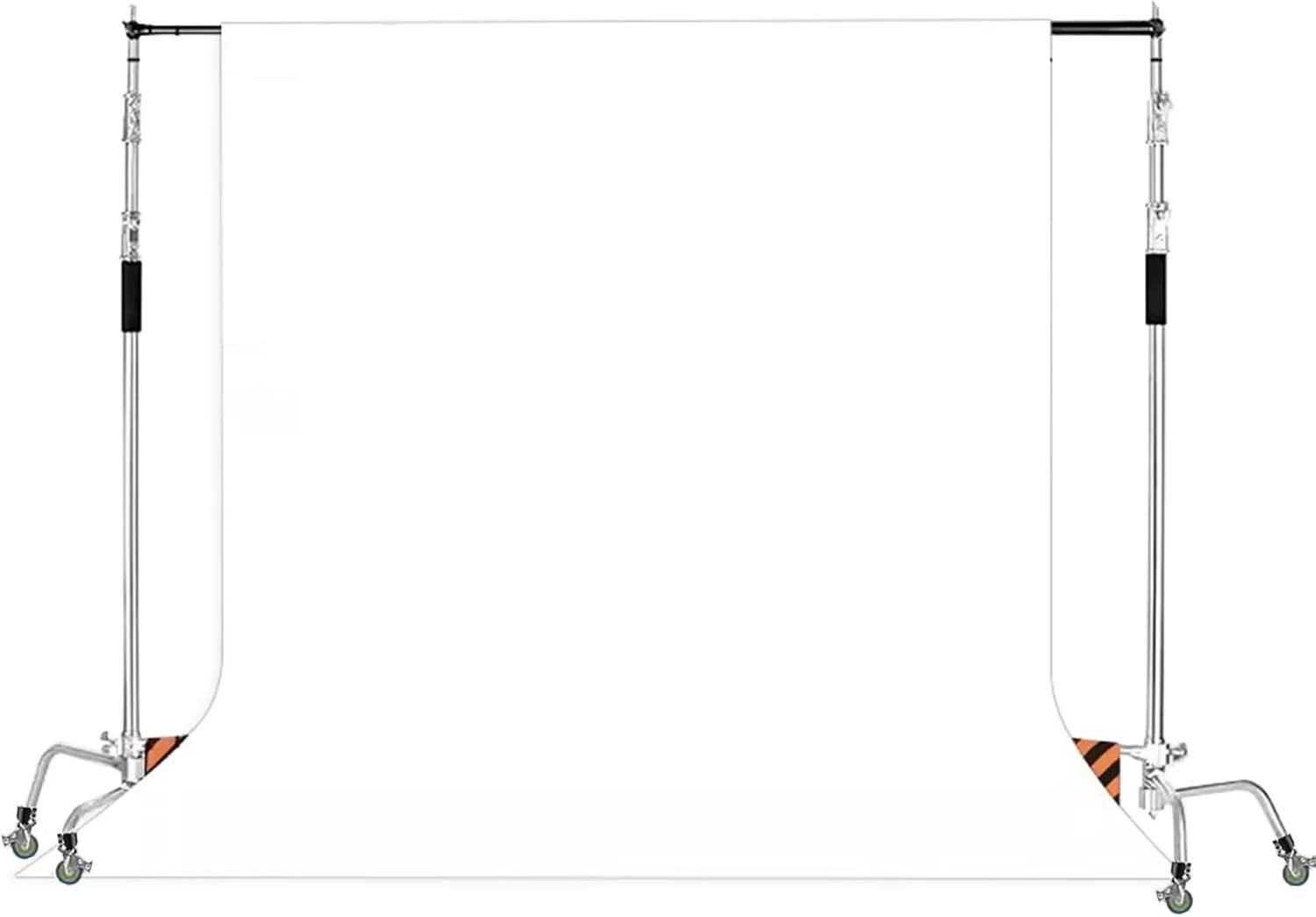 پس زمینه عکاسی با کیت پایه قابل تنظیم ارتفاع و عرض استیل ضد زنگ (رنگ: سفید، اندازه: 3.3 * 3 متر)