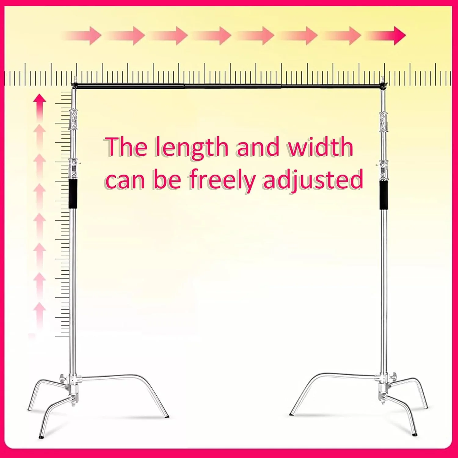 پس زمینه عکاسی با کیت پایه قابل تنظیم ارتفاع و عرض استیل ضد زنگ (رنگ: سفید، اندازه: 3.3 * 3 متر)