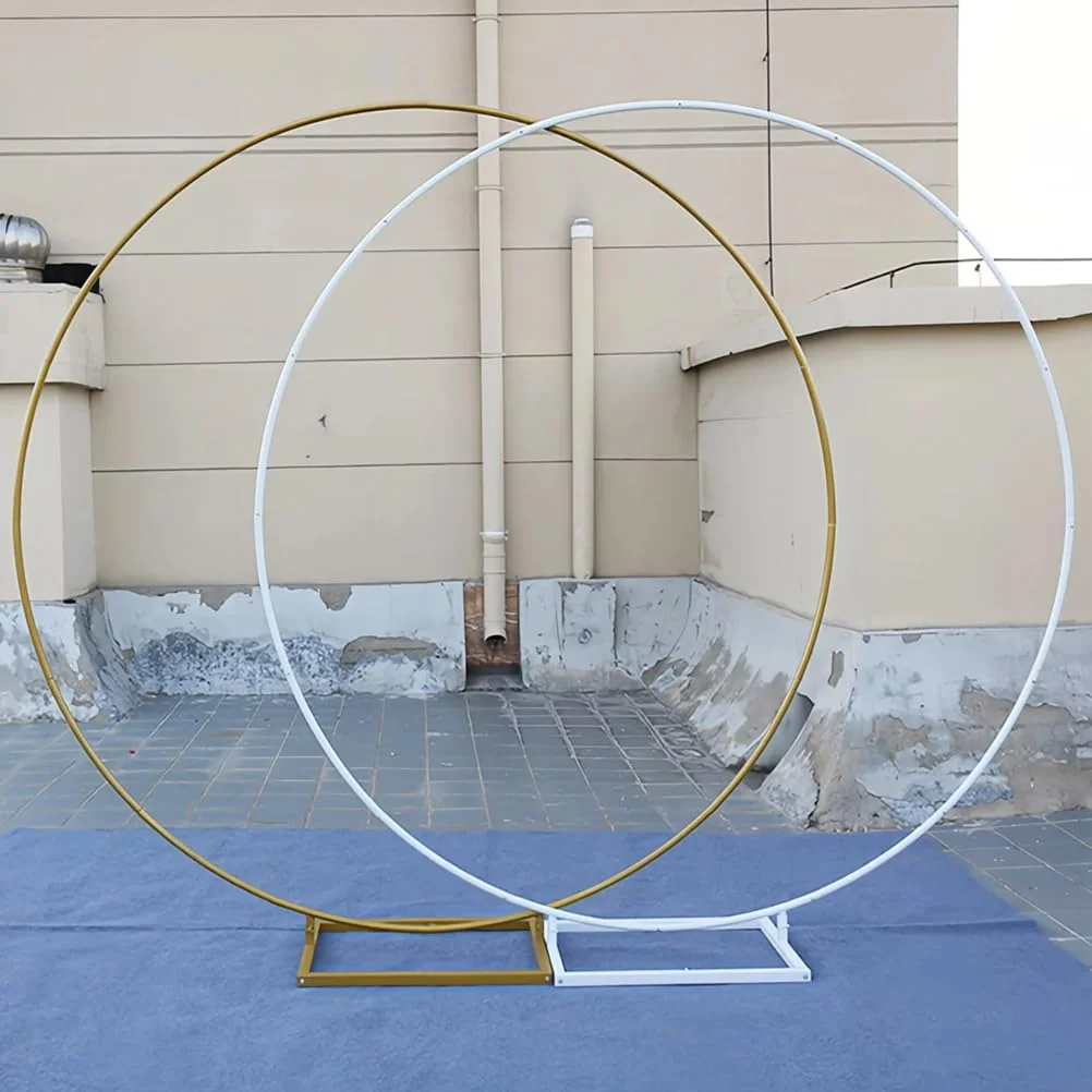 استند دکور پس زمینه، حلقه فلزی، مناسب برای تزیینات عروسی، تولد، جشن نوزاد، سفید، 1.8 متر