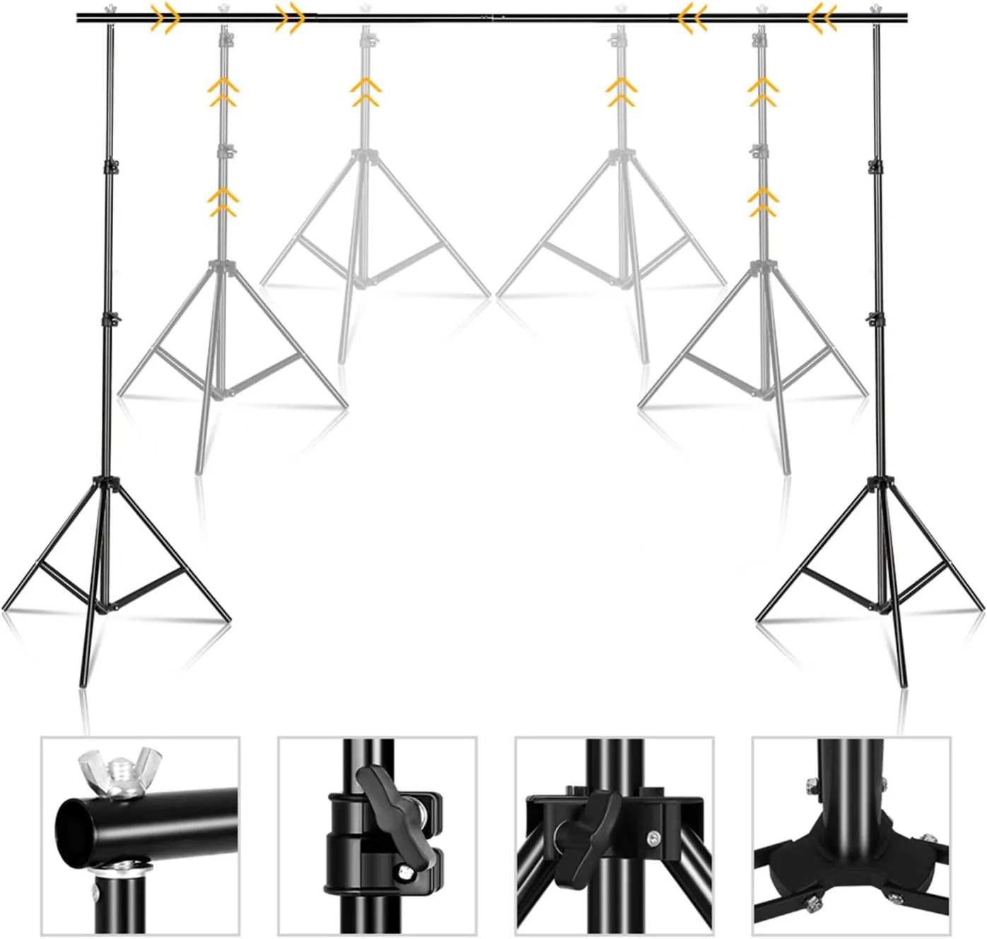 پایه نگهدارنده پس زمینه تلسکوپی با قابلیت تنظیم عرض و ارتفاع (2 در 2 متر)