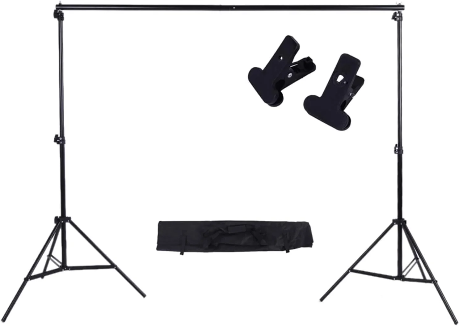 پایه نگهدارنده پس زمینه عکاسی 2 * 3 متر / 6.6 * 9.8 فوت، کیت استودیویی قابل تنظیم با میله افقی و دو گیره