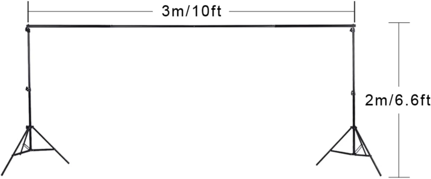 پایه نگهدارنده پس زمینه عکاسی 2 * 3 متر / 6.6 * 9.8 فوت، کیت استودیویی قابل تنظیم با میله افقی و دو گیره پایه نگهدارنده پس زمینه عکاسی 2 * 3 متر / 6.6 * 9.8 فوت، کیت استودیویی قابل تنظیم با میله افقی و دو گیره