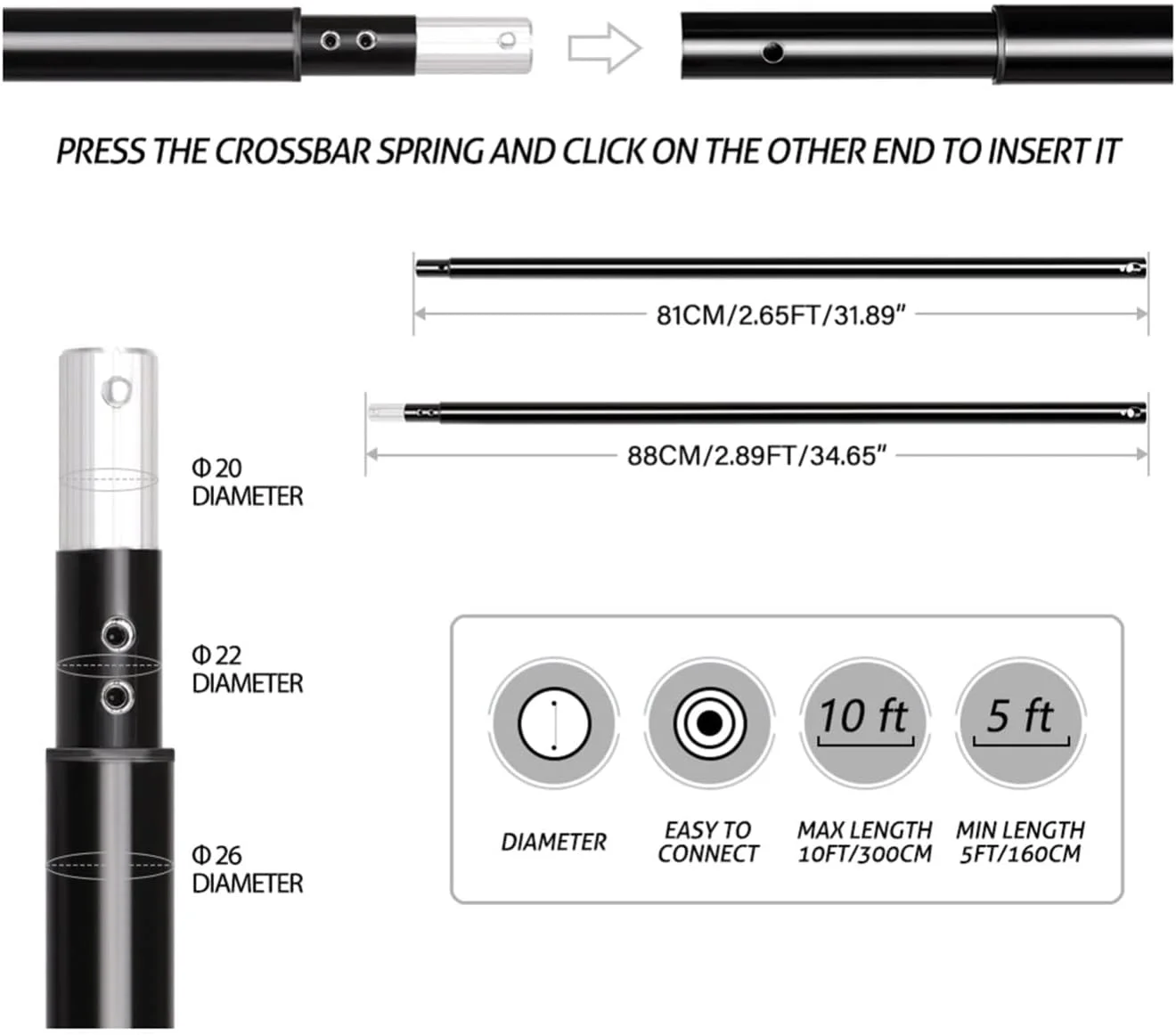 پایه نگهدارنده پس زمینه تلسکوپی با قابلیت تنظیم عرض و ارتفاع (2 در 2 متر)