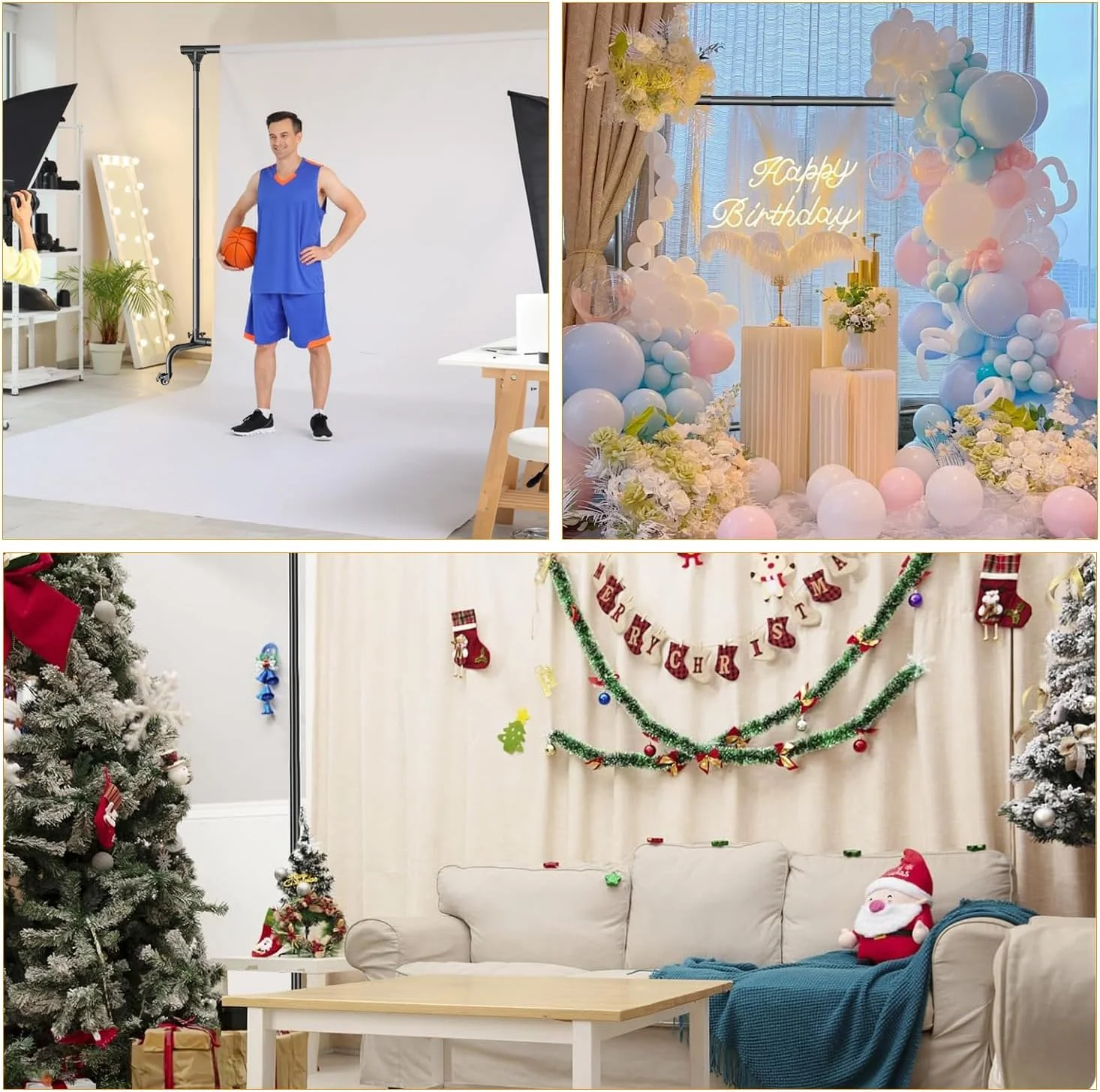 پایه پس زمینه، پایه پس زمینه 3x2.1 متری برای مهمانی ها با چرخ، پایه بنر عکس متحرک و قابل تنظیم، پایه پس زمینه برای عروسی، مهمانی ها، تزئینات رویداد پایه پس زمینه، پایه پس زمینه 3x2.1 متری برای مهمانی ها با چرخ، پایه بنر عکس متحرک و قابل تنظیم، پایه پس زمینه برای عروسی، مهمانی ها، تزئینات رویداد