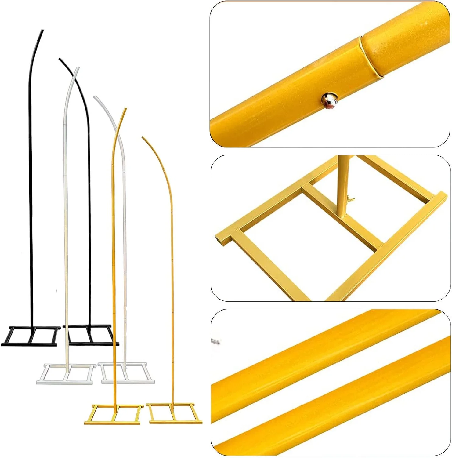 استند پس زمینه طاق دار 2 عددی - 2.5 متر و 2.1 متر، مونتاژ آسان استند طاق فلزی برای گیاهان رونده باغی فضای باز/داخلی و دکوراسیون مراسم عروسی/تولد/فارغ التحصیلی، سفید