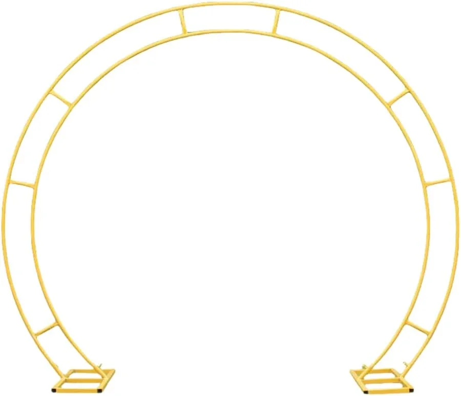 استند طاق دایره ای دوگانه فلزی، مناسب برای مراسم عروسی، استند گل، پس زمینه نامزدی، دکوراسیون، طلایی، 2.8×3.2 متر