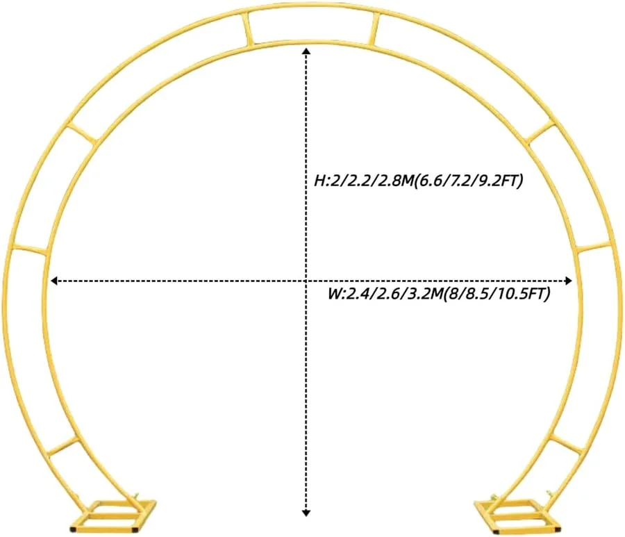 استند طاق دایره ای دوگانه فلزی، مناسب برای مراسم عروسی، استند گل، پس زمینه نامزدی، دکوراسیون، طلایی، 2.8×3.2 متر