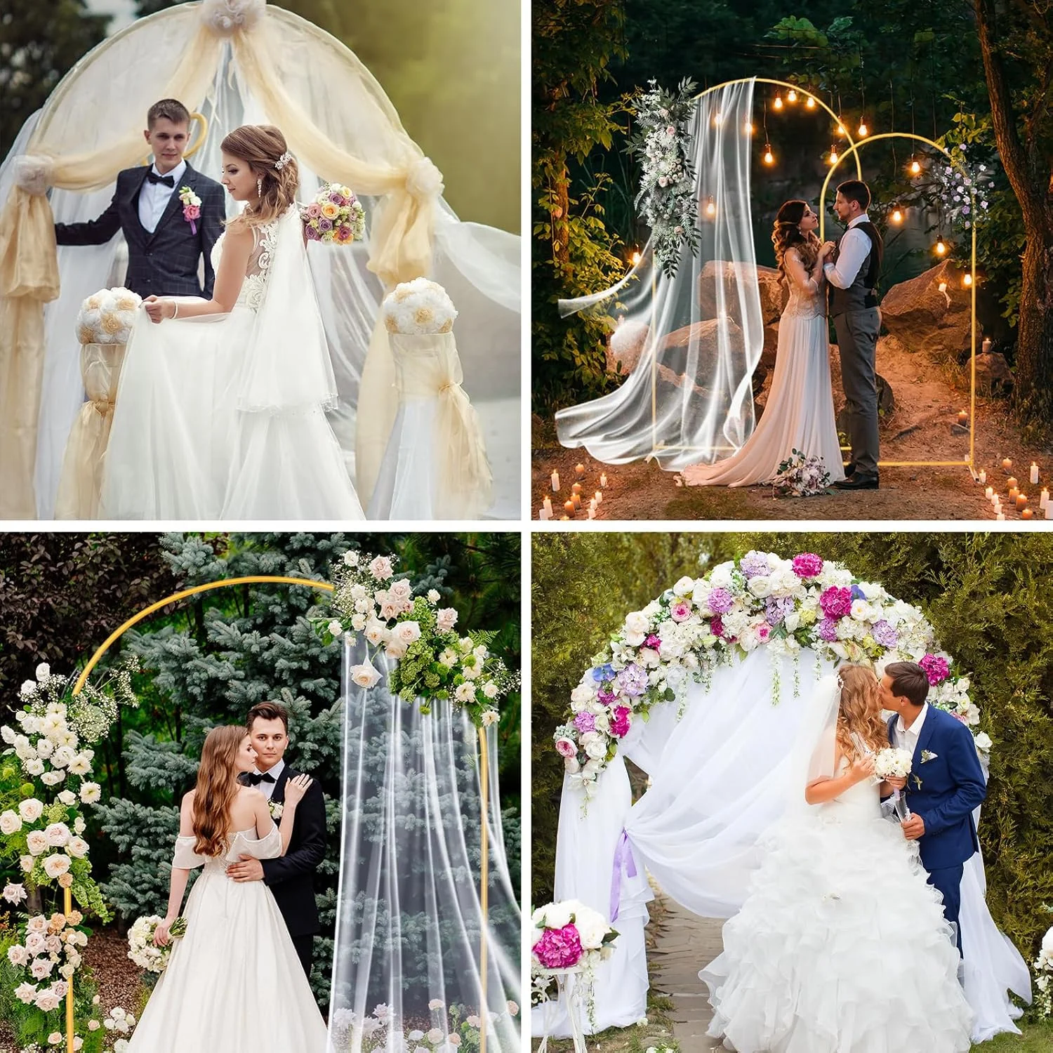 استند پس زمینه قوسی فلزی، 2.2 متر + 1.8 متر، مجموعه 2 عددی استند قوسی پس زمینه فلزی، استند قوسی فلزی برای دکوراسیون مراسم عروسی، جشن تولد، جشن نوزاد، جشن فارغ التحصیلی