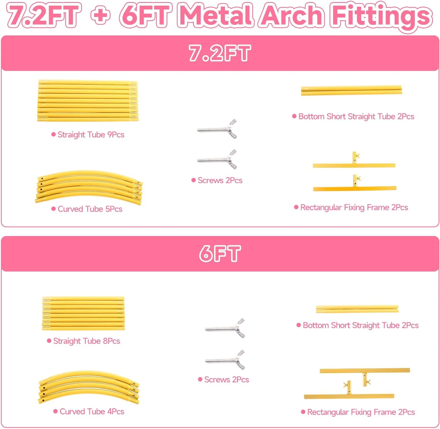 استند پس زمینه قوسی فلزی، 2.2 متر + 1.8 متر، مجموعه 2 عددی استند قوسی پس زمینه فلزی، استند قوسی فلزی برای دکوراسیون مراسم عروسی، جشن تولد، جشن نوزاد، جشن فارغ التحصیلی