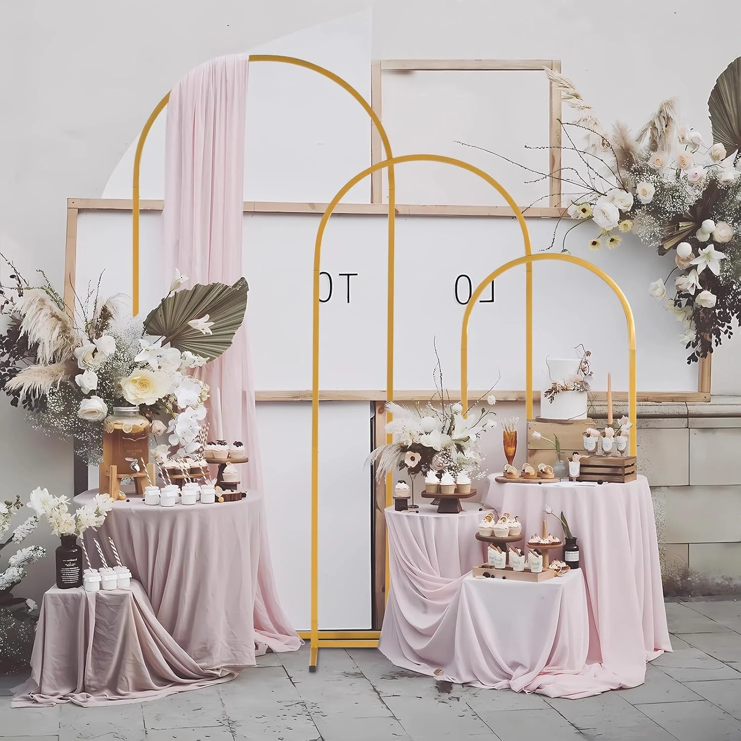 مجموعه ۳ عددی پایه طاق پس زمینه مراسم، ۶ فوت، ۵ فوت، ۴ فوت، قاب طاق بادکنک فلزی برای تزئین جشن تولد، سالگرد و مراسم