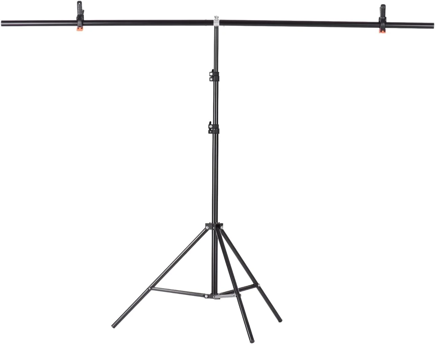 پایه نگهدارنده پس زمینه T شکل، کیت براکت پس زمینه آلیاژ آلومینیوم سنگین قابل حمل با ارتفاع قابل تنظیم برای استودیو عکس و فیلم به همراه گیره فنری
