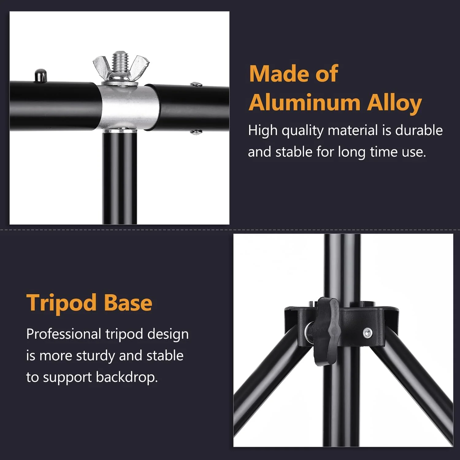 پایه نگهدارنده پس زمینه T شکل، کیت براکت پس زمینه آلیاژ آلومینیوم سنگین قابل حمل با ارتفاع قابل تنظیم برای استودیو عکس و فیلم به همراه گیره فنری پایه نگهدارنده پس زمینه T شکل، کیت براکت پس زمینه آلیاژ آلومینیوم سنگین قابل حمل با ارتفاع قابل تنظیم برای استودیو عکس و فیلم به همراه گیره فنری