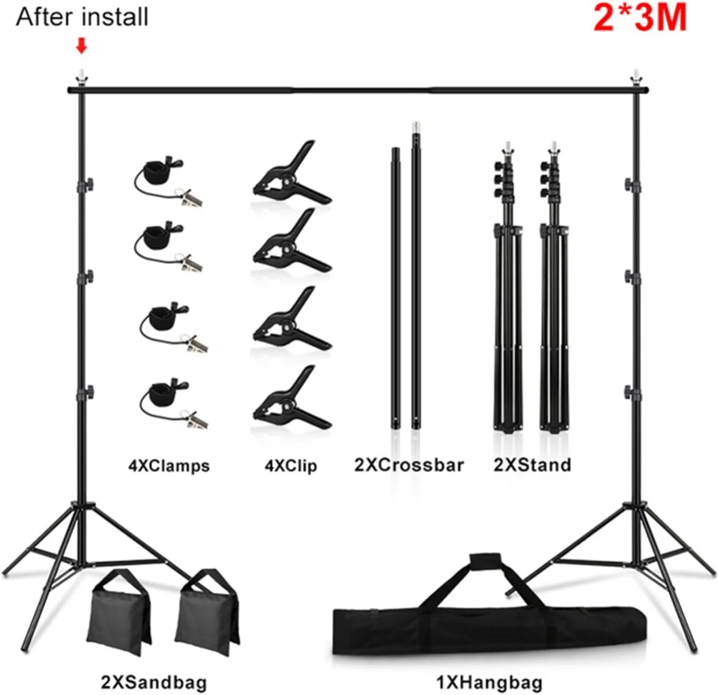 پایه های پس زمینه 2.6 * 3 متر آلومینیومی، پایه نگهدارنده پس زمینه عکس، مناسب برای پس زمینه های عکاسی استودیویی (2x3 متر)