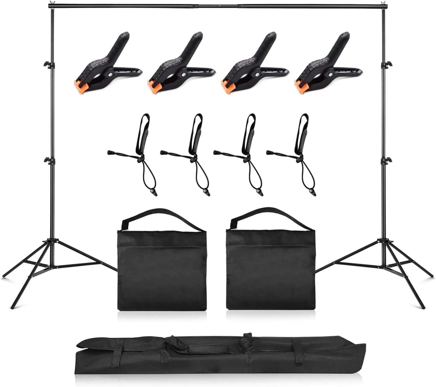 پایه фон عکاسی استودیویی آلیاژ آلومینیومی 2 * 3 متری + 2 * کیسه شن + 4 * گیره фон + 4 * گیره الاستیک