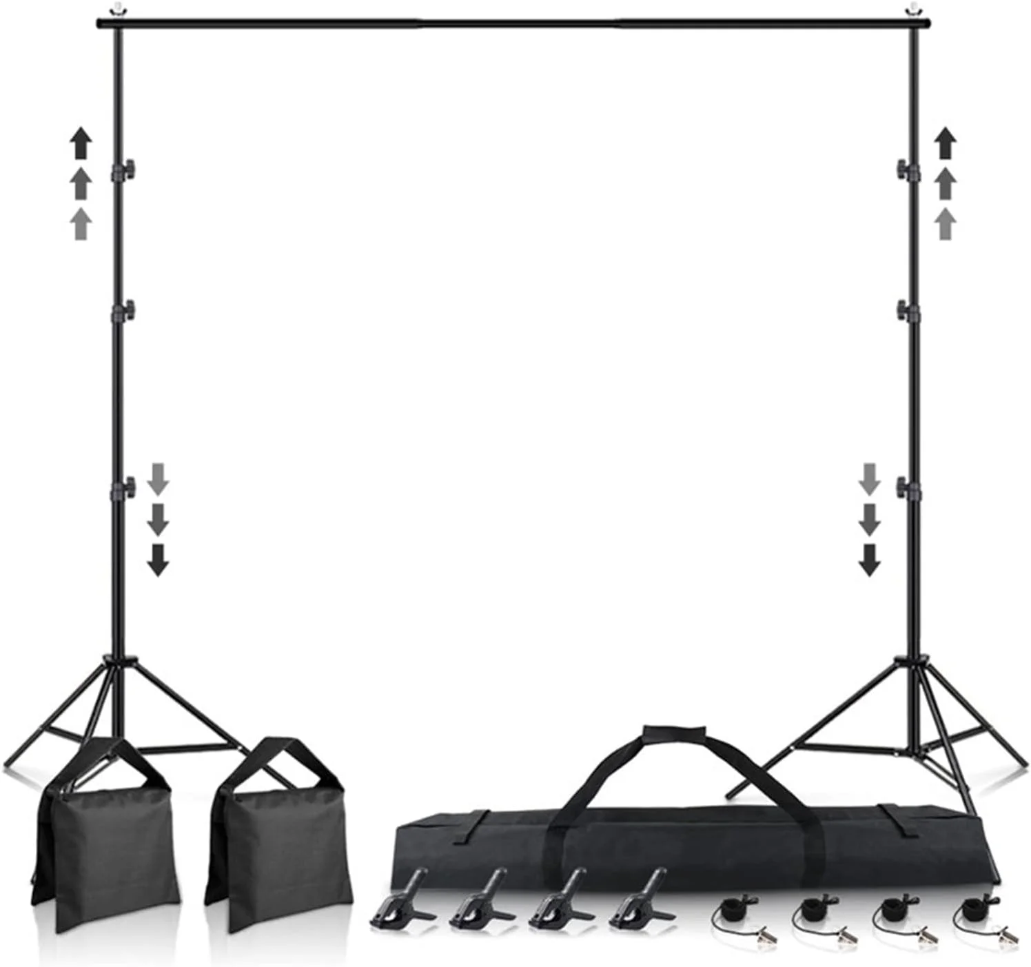 سیستم پشتیبانی پس زمینه استند پرده فون 2.6X3/2X3 متری با 2 میله افقی برای عکاسی پرده سبز کروماکی استودیو عکس (2x3 متر)