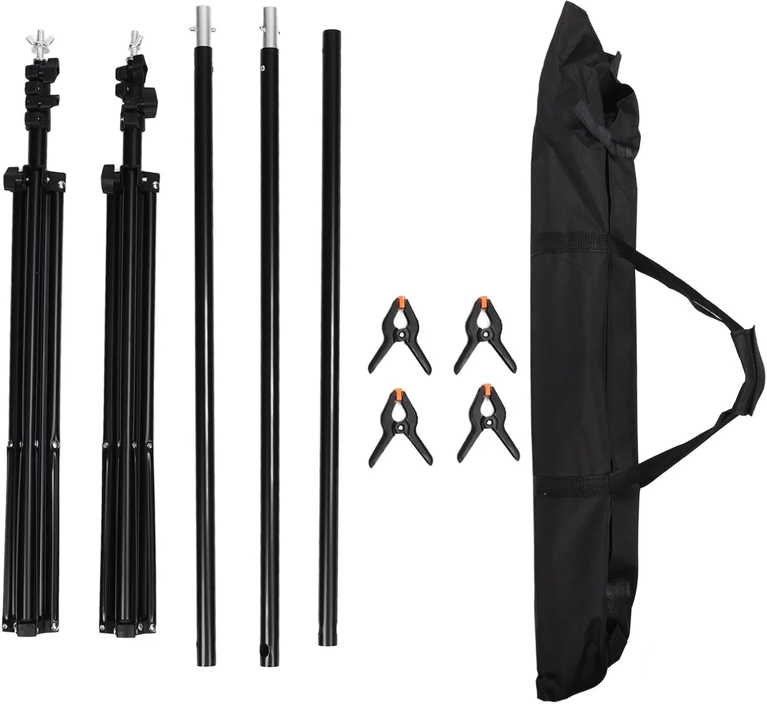 کیت پایه نگهدارنده پس زمینه عکس، آلیاژ آلومینیوم، سیستم پشتیبانی پس زمینه قابل تنظیم با گیره های فنری برای عکاسی استودیویی پرتره