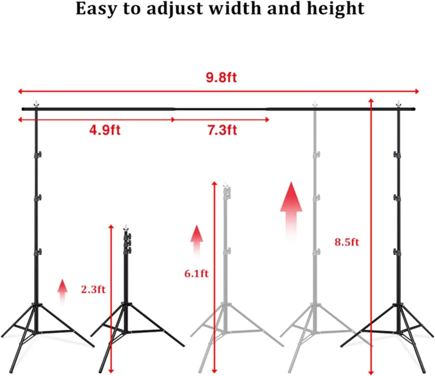 پایه های پس زمینه 2.6 * 3 متر آلومینیومی، پایه نگهدارنده پس زمینه عکس، مناسب برای پس زمینه های عکاسی استودیویی (2x3 متر)
