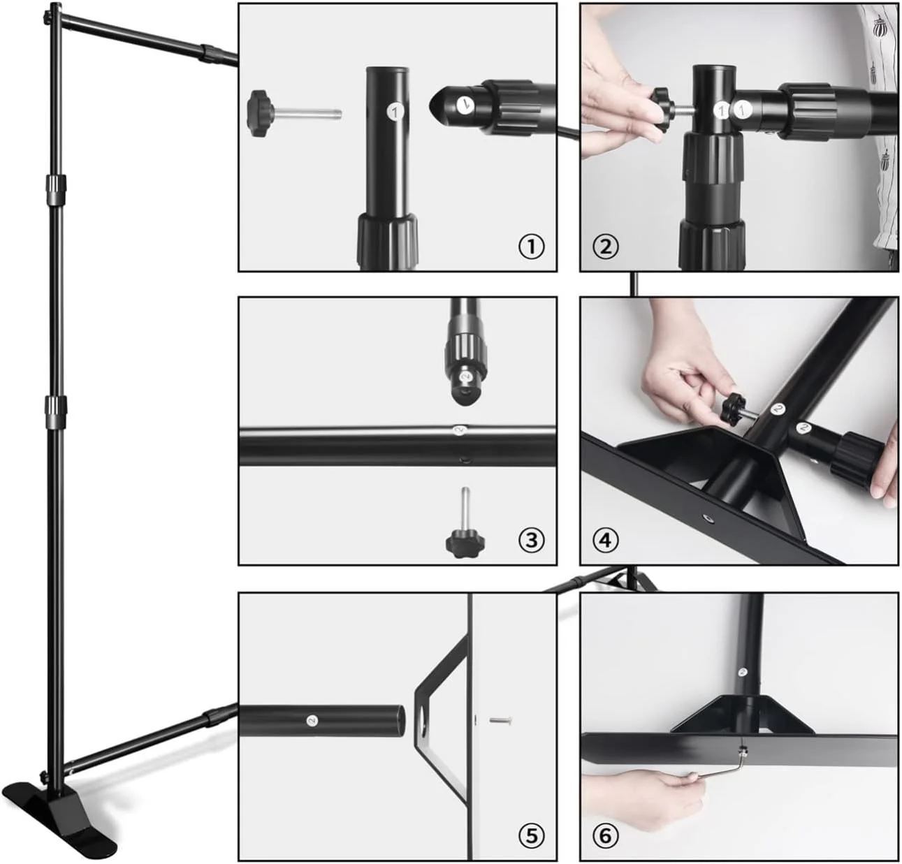 پایه نگهدارنده پس زمینه، سیستم پشتیبانی پس زمینه میله دوتایی برای عکاسی، استودیو عکس، فیلمبرداری، پرده سبز (3.4x2.7 متر)