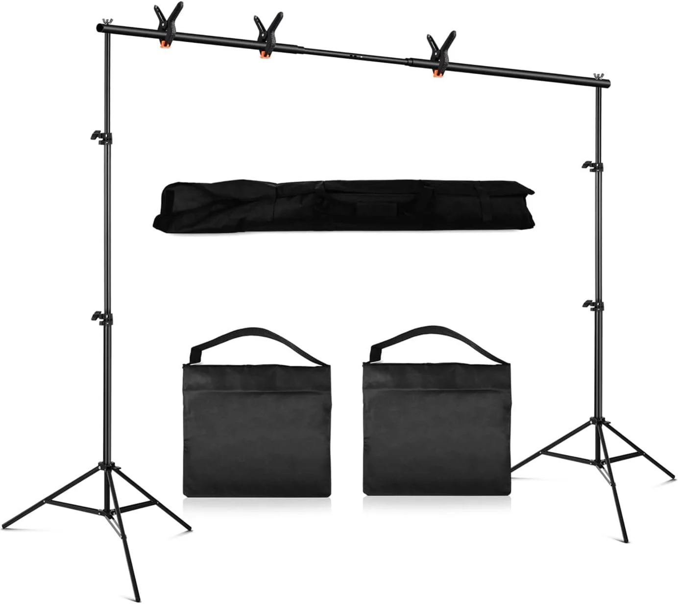 پایه پس زمینه استودیو آلیاژ آلومینیوم 2 * 3 متری، براکت پایه پس زمینه قابل تنظیم عکاسی، 2 عدد کیسه شن + 3 عدد گیره پس زمینه + کیف حمل