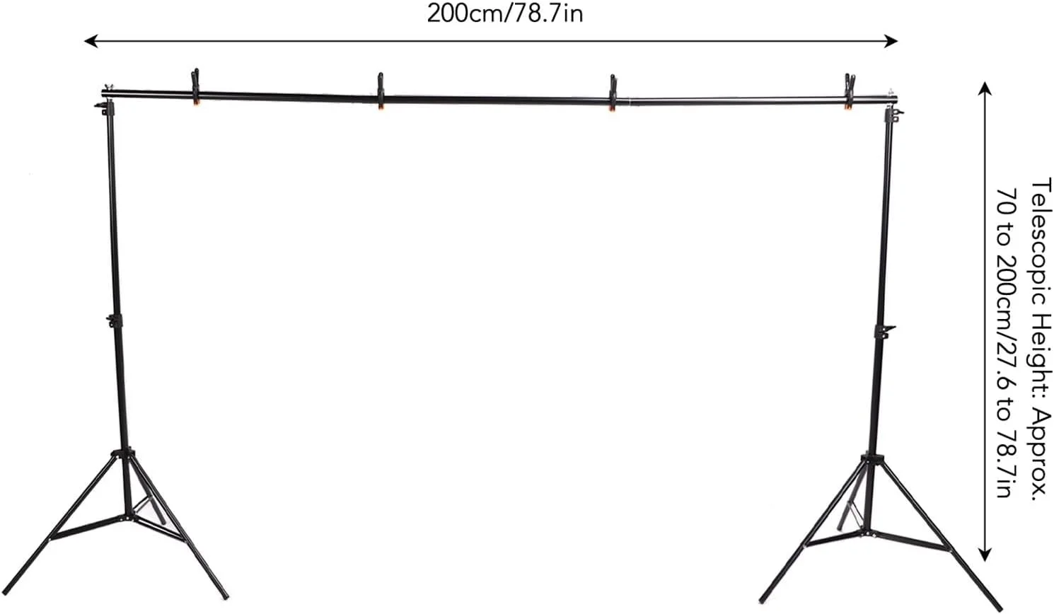 کیت پایه نگهدارنده پس زمینه عکس، آلیاژ آلومینیوم، سیستم پشتیبانی پس زمینه قابل تنظیم با گیره های فنری برای عکاسی استودیویی پرتره