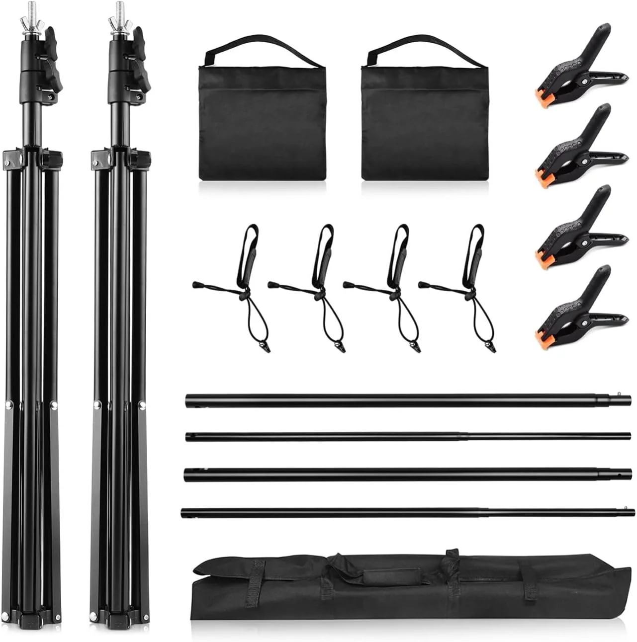 پایه фон عکاسی استودیویی آلیاژ آلومینیومی 2 * 3 متری + 2 * کیسه شن + 4 * گیره фон + 4 * گیره الاستیک