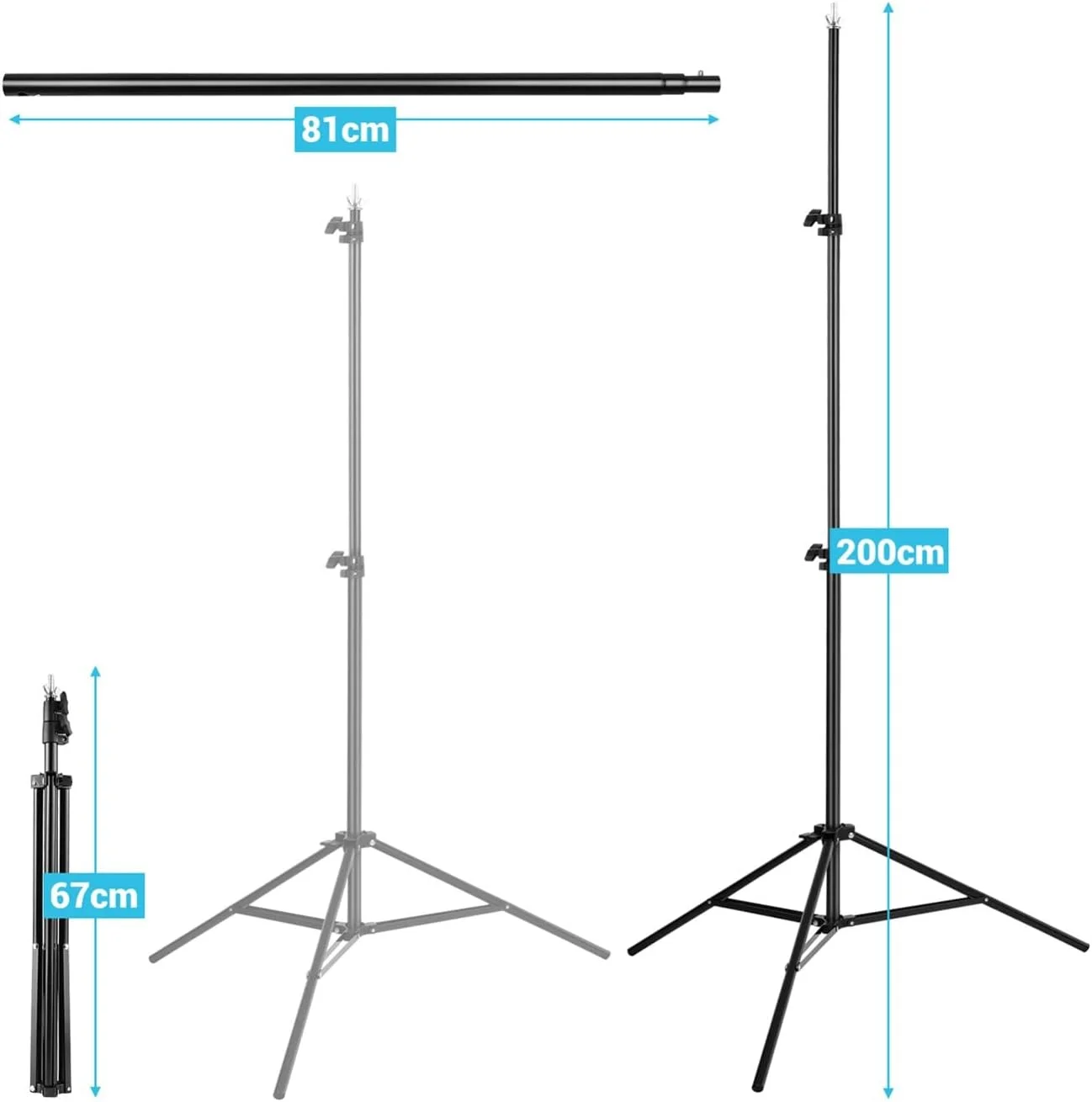 پایه фон عکاسی استودیویی آلیاژ آلومینیومی 2 * 3 متری + 2 * کیسه شن + 4 * گیره фон + 4 * گیره الاستیک