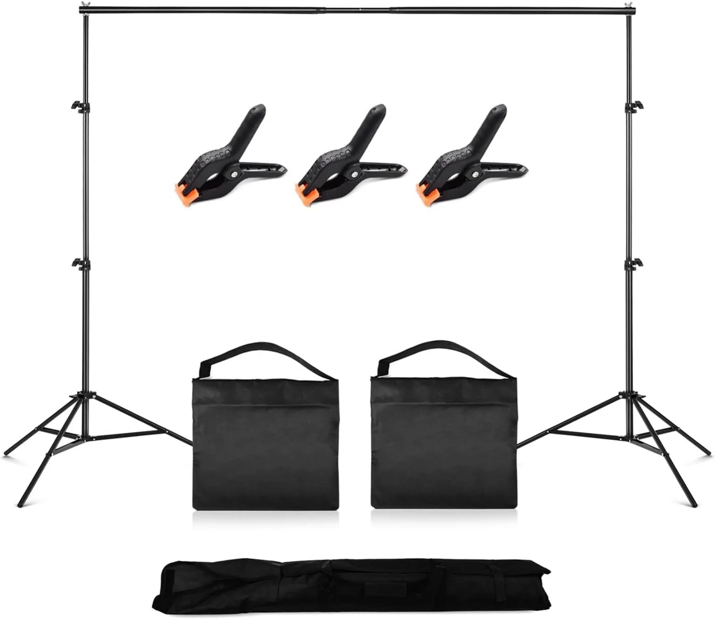 پایه پس زمینه استودیو آلیاژ آلومینیوم 2 * 3 متری، براکت پایه پس زمینه قابل تنظیم عکاسی، 2 عدد کیسه شن + 3 عدد گیره پس زمینه + کیف حمل