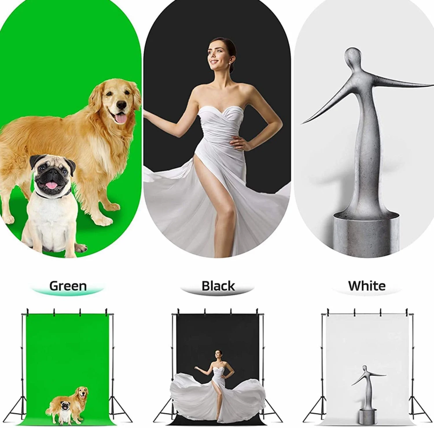 کیت پایه پس زمینه با 3 عدد پس زمینه، سیستم پشتیبانی پس زمینه عکاسی، پایه صفحه نمایش پس زمینه عکس قابل تنظیم