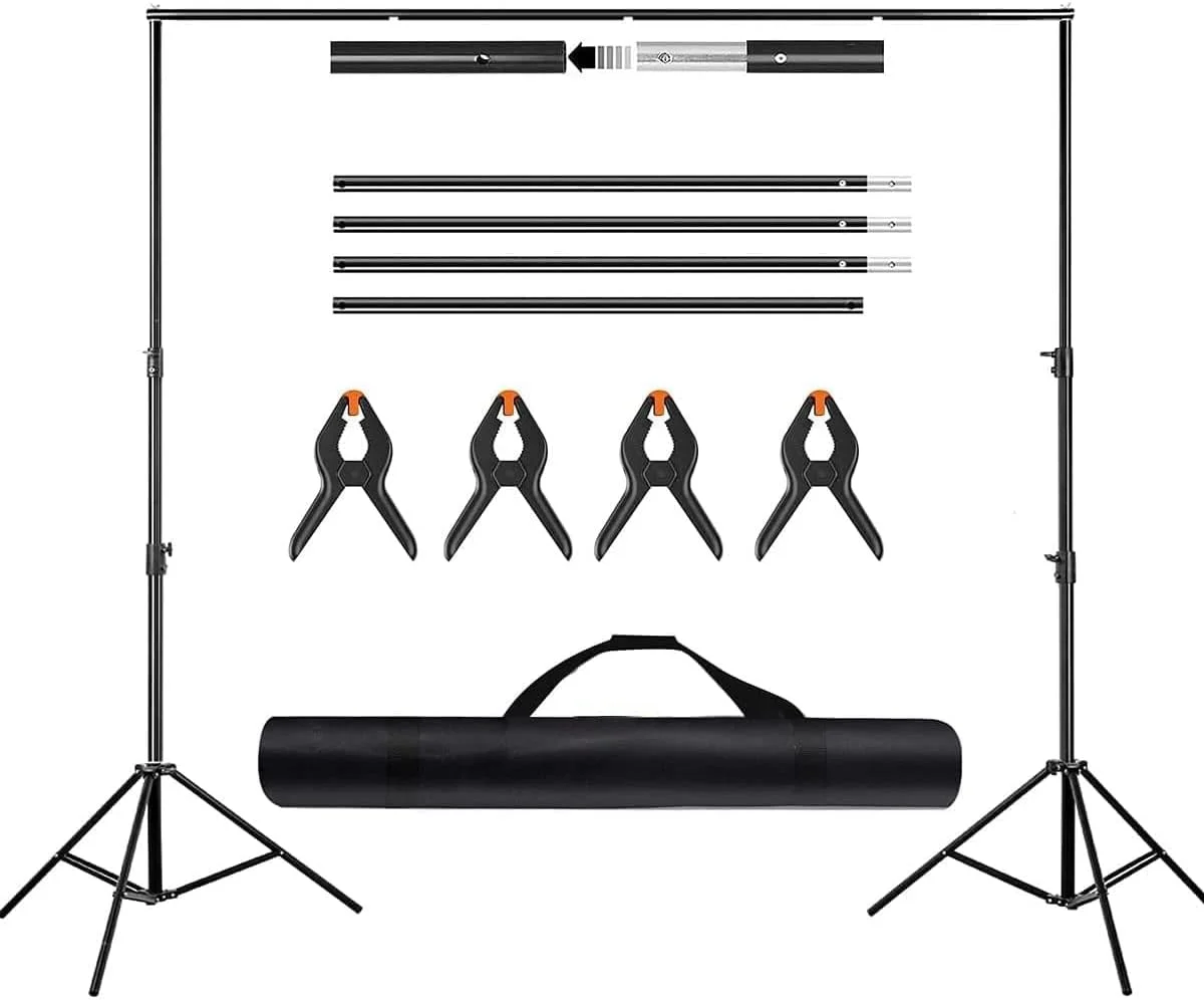 پایه фон عکاسی پادوم 2x3 متر با گیره فنری، سیستم پشتیبانی پس زمینه عکس و فیلم برای عروسی، عکاسی، نمایش تبلیغاتی، مهمانی ها، به همراه کیف حمل