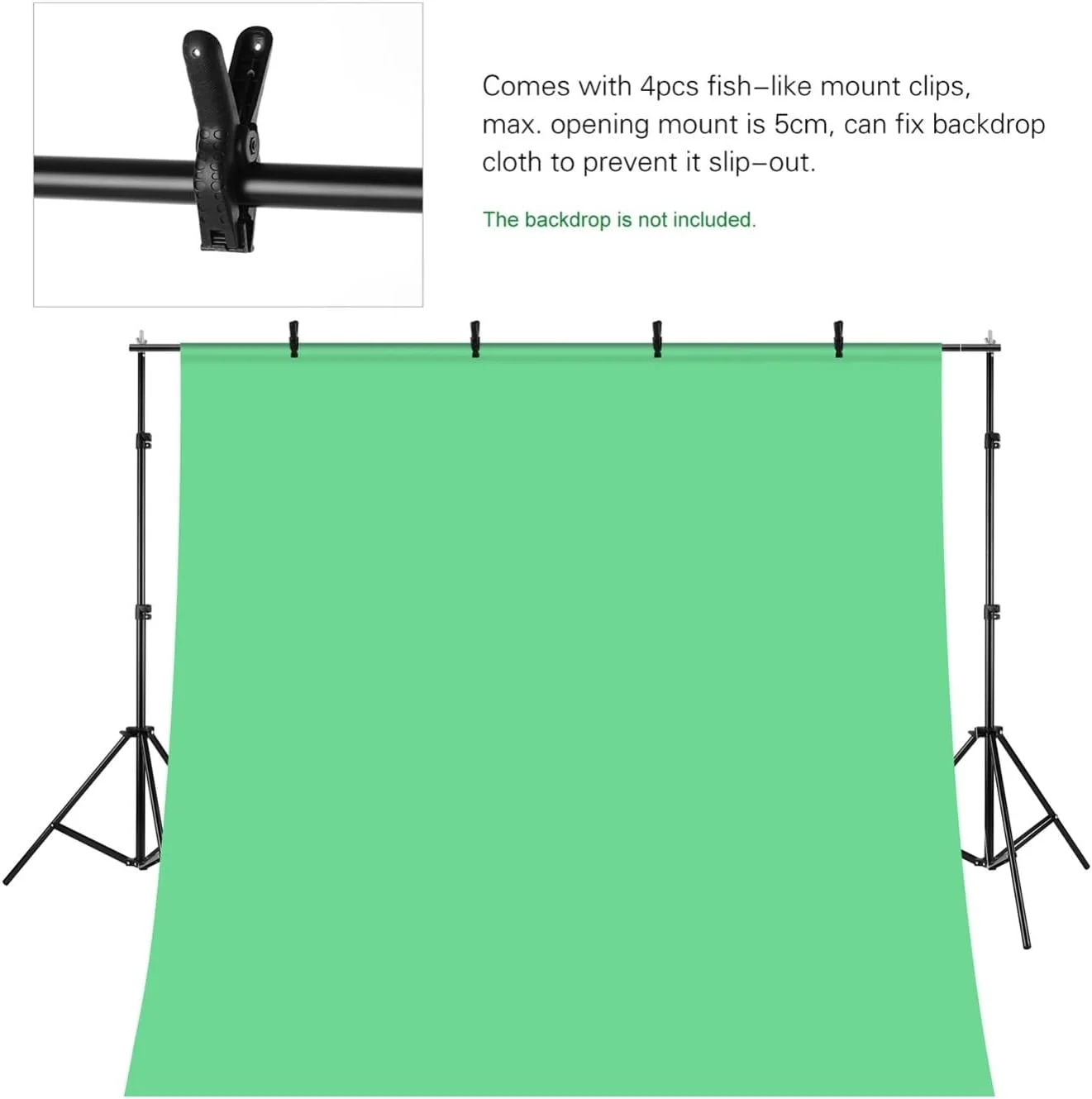 پایه фон عکاسی 2 * 3 متری قابل تنظیم به همراه 4 گیره و کیف حمل برای پرده سبز ویدئویی